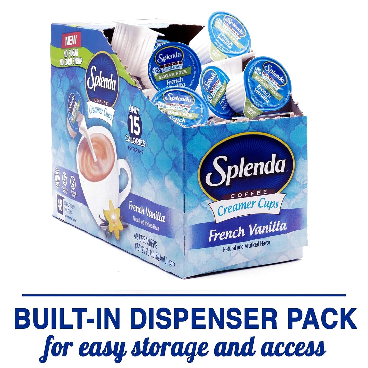 SPLENDA Single Serve Coffee Creamer Cups, Sugar Free French Vanilla, 48 Count (Pack of 4)
