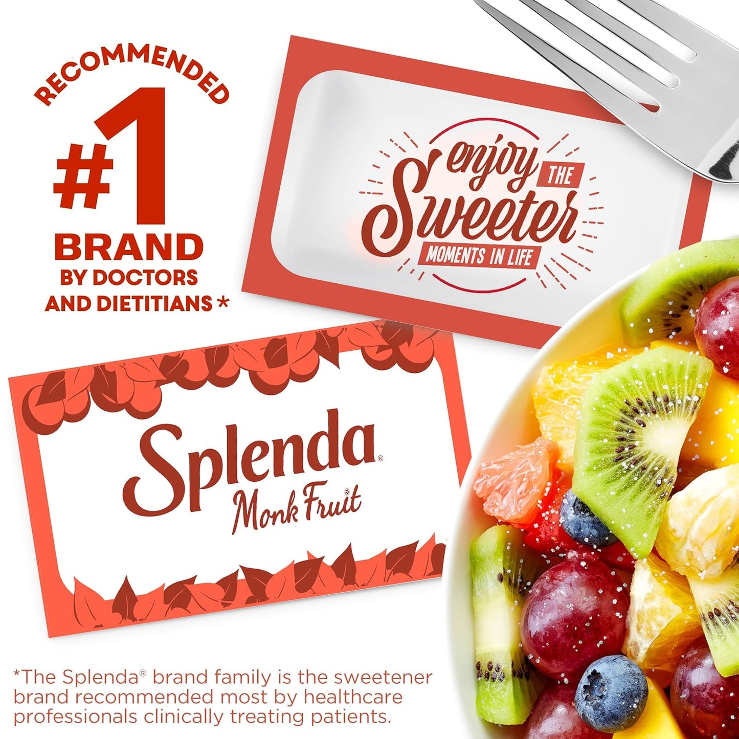SPLENDA Monk Fruit Zero Calorie Plant Based Sweetener Substitute, Keto Sugar Alternative (80 Count) - Pack of 12